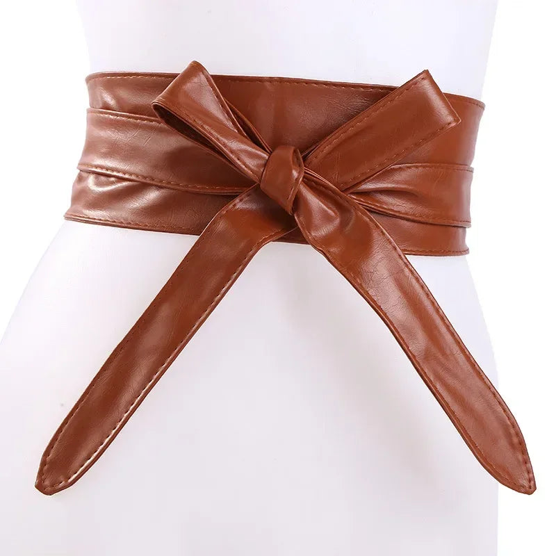 Women's Girdles Fashionable Solid Color PU Wide Belt Beautiful and Useful Tight Girdles Apparel Accessories