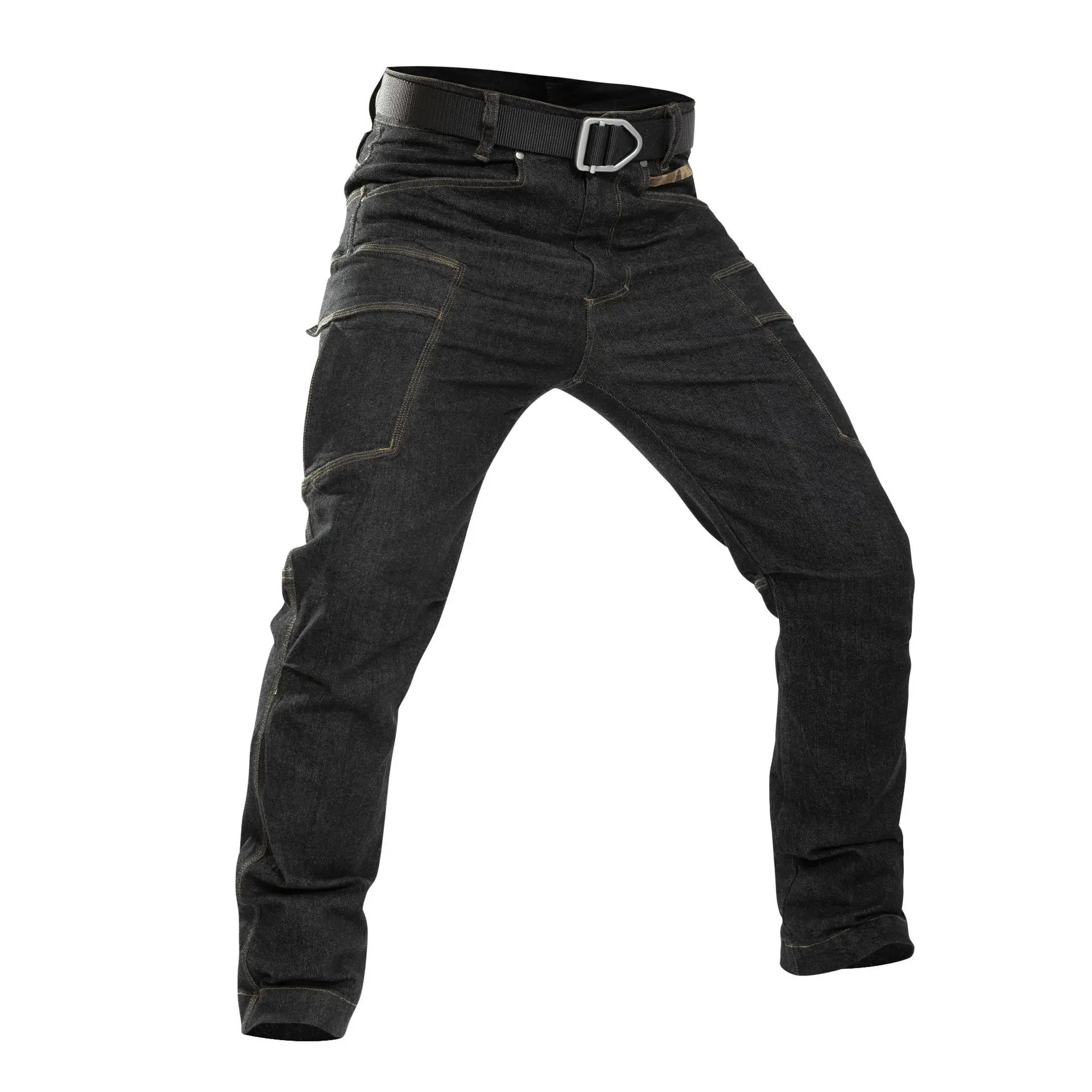 Men's Tactical Jeans Military Denim Cargo Pants Multi-pocket Elastic Casual  Work Trousers Outdoor Combat Training Hiking Pants