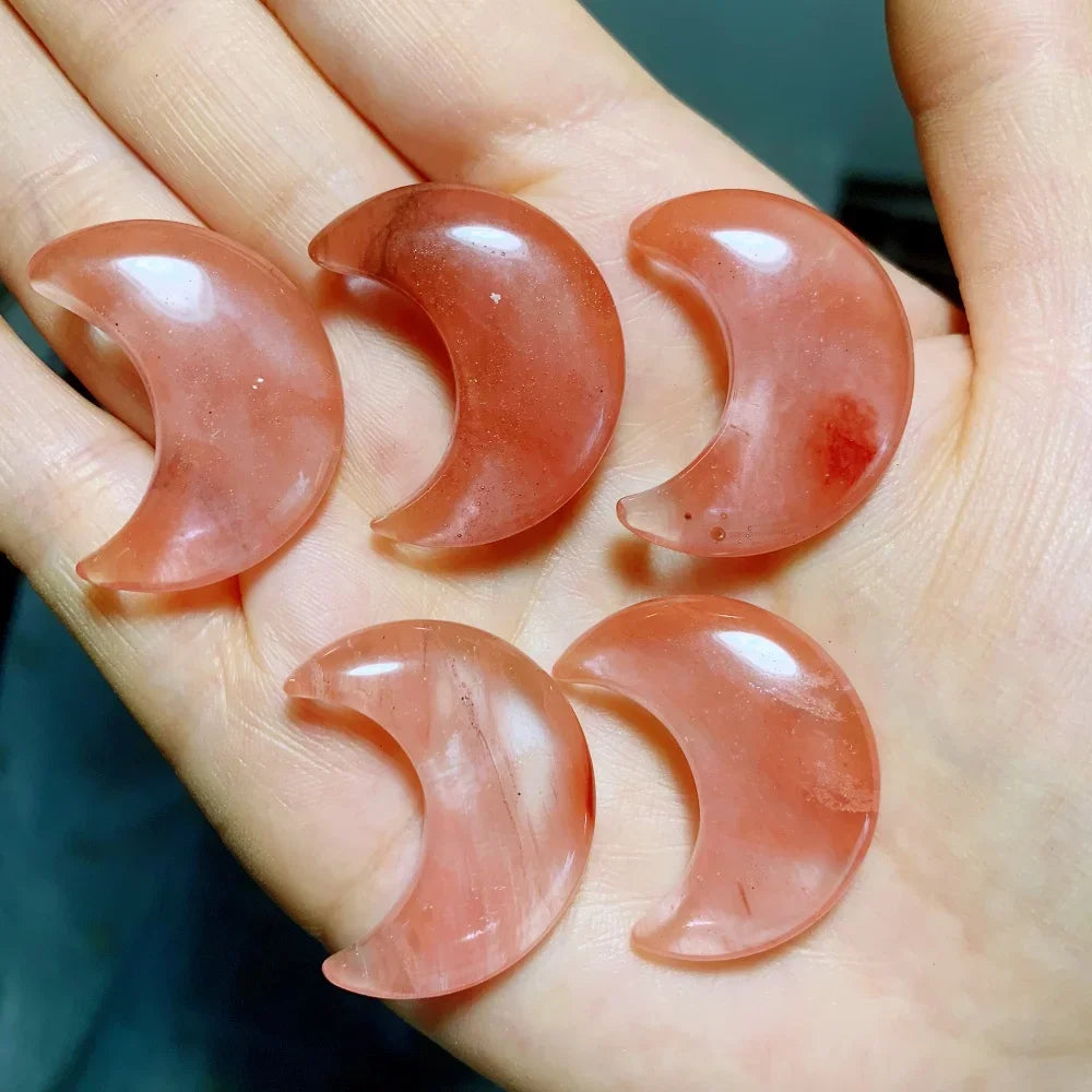1PC Moon Shaped Natural Stones Healing Reiki Crystal 30mm Carved Gemstones for Meditation Balancing  Home Decor
