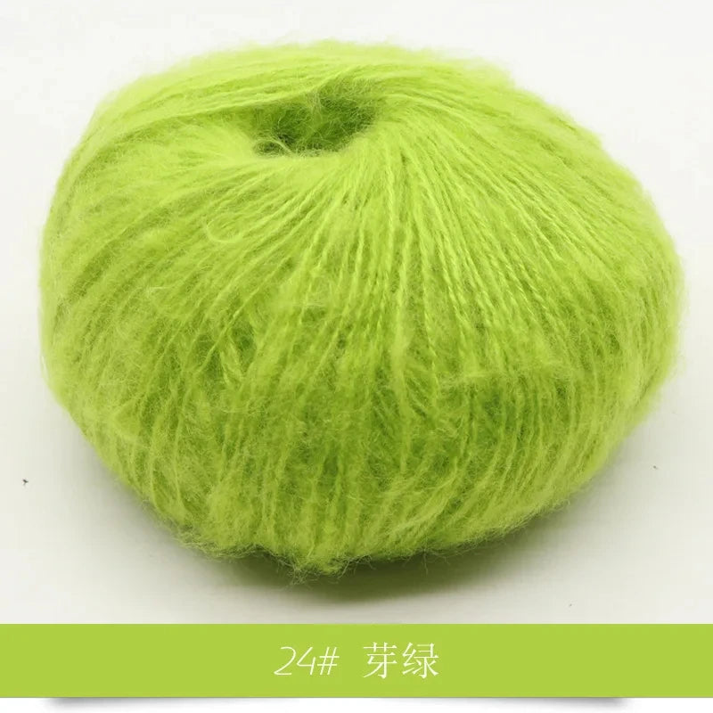 25g Worsted Natural Soft Silk Fine Wool Mohair Yarn Skein Baby Organic Crochet Hand Knitting Sewing Thread Scarf Shawl