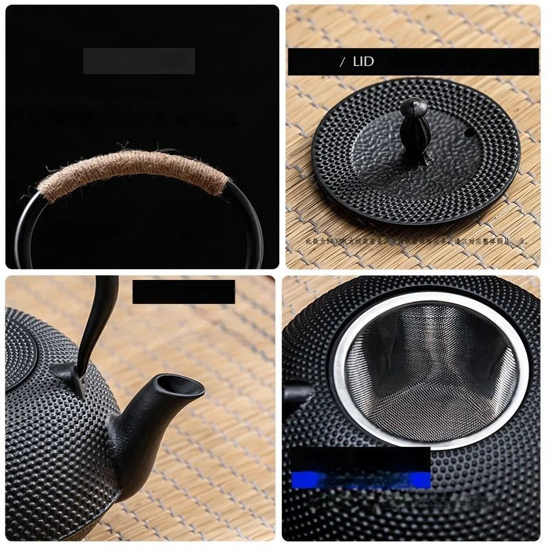 GIANXI Cast Iron Tea Pot Camping Party Around The Stove Boiling Tea Water Separation Teacup Accessories Pu 'er Tea Set