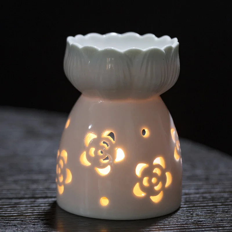 Ceramic Essential Oil Diffuser Retro Aromatherapy Flame Bedroom Living Room Decor Relaxation Gift for Home Romantic Lighting