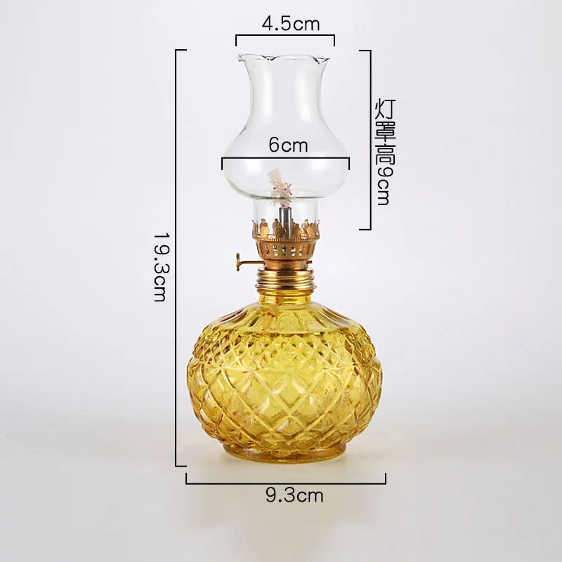 Rustic Large Oil Lamp Vintage Glass Kerosene Lamp Antique Oil Lamps for Indoor Use Emergency Lighting Hurricane Lamp Chamber