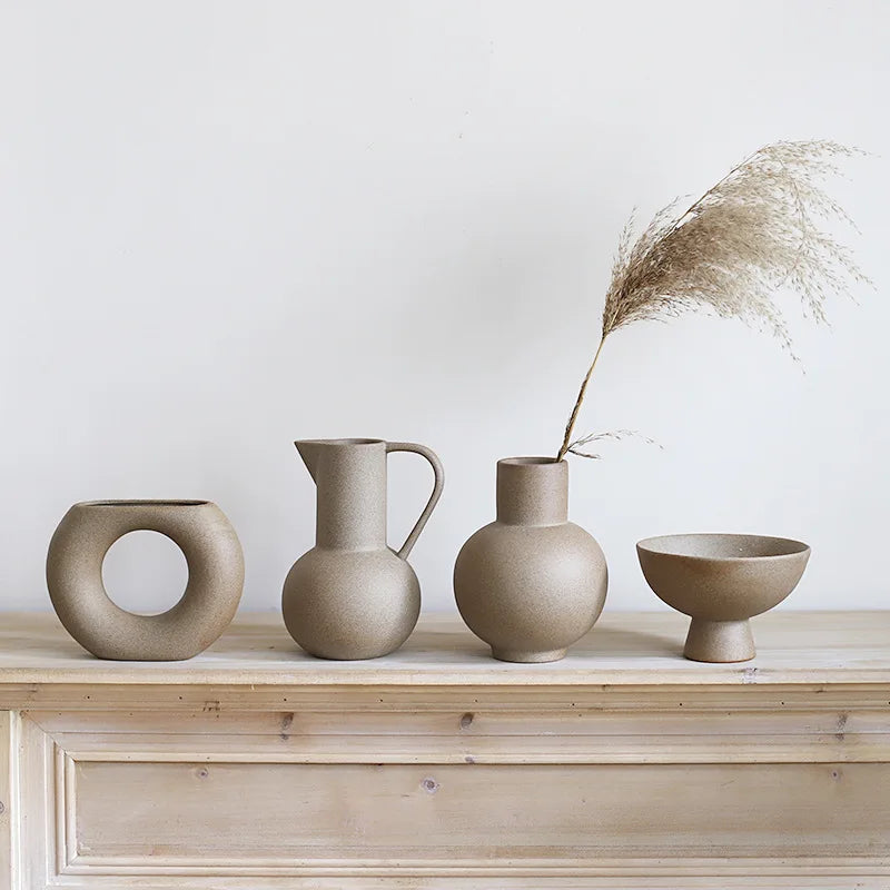 Nordic Ins Ceramic Vase Art Vases Vegetarian Ceramic Flower Pot Creative Homestay Dry Flower Arrangement Ornaments Dining Table