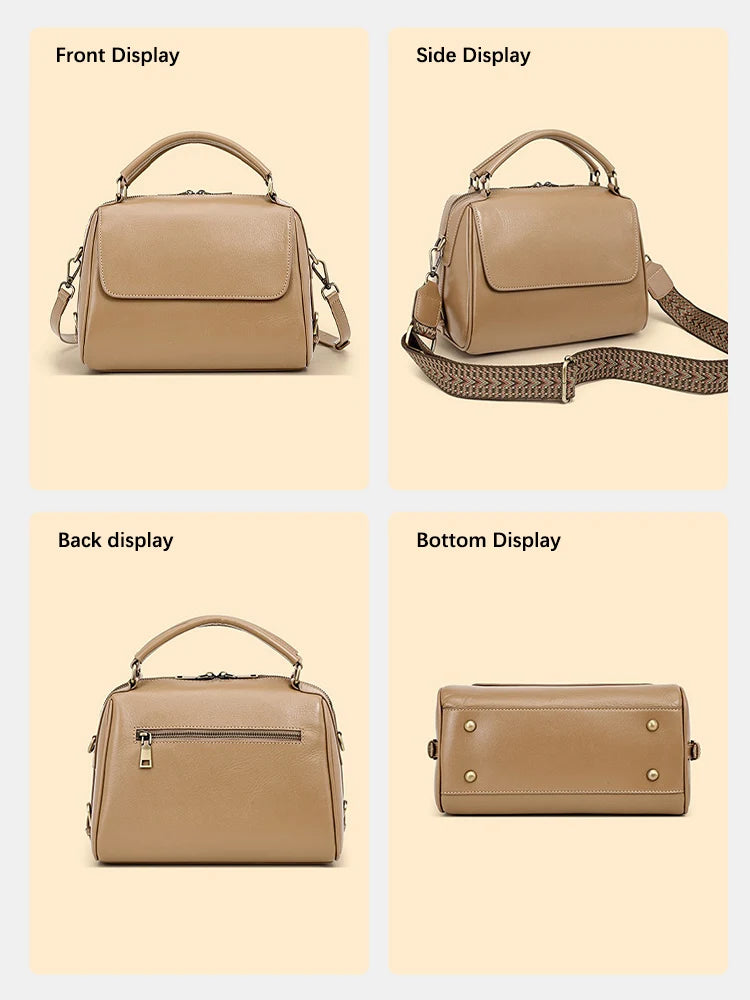 Zency Genuine Leather Women's Handbag Casual Work Tote Bag Luxury Brand Boston Crossbody Satchel For Fashion Girls Sac 2025