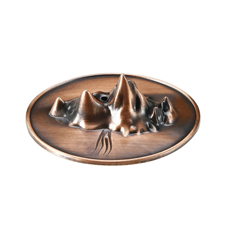Metal Incense Burner Creative Mountain Incense Plate Bronze Incense Holder for Aromatherapy Threaded Incense Buddhism Supplies
