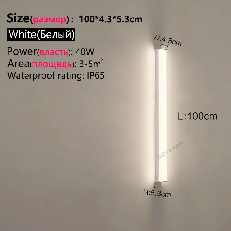 Outdoor waterproof wall lamp long strip modern simple LED courtyard garden wall lamp balcony lamp minimalist exterior wall lamp