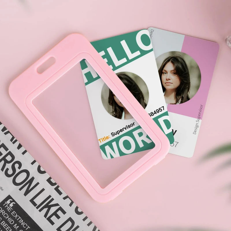 1 PCS Transparent Work Card Badge Holder Office Staff Employees ID Card Clear Pass Name Work Card Cover Case Sleeve with Lanyard