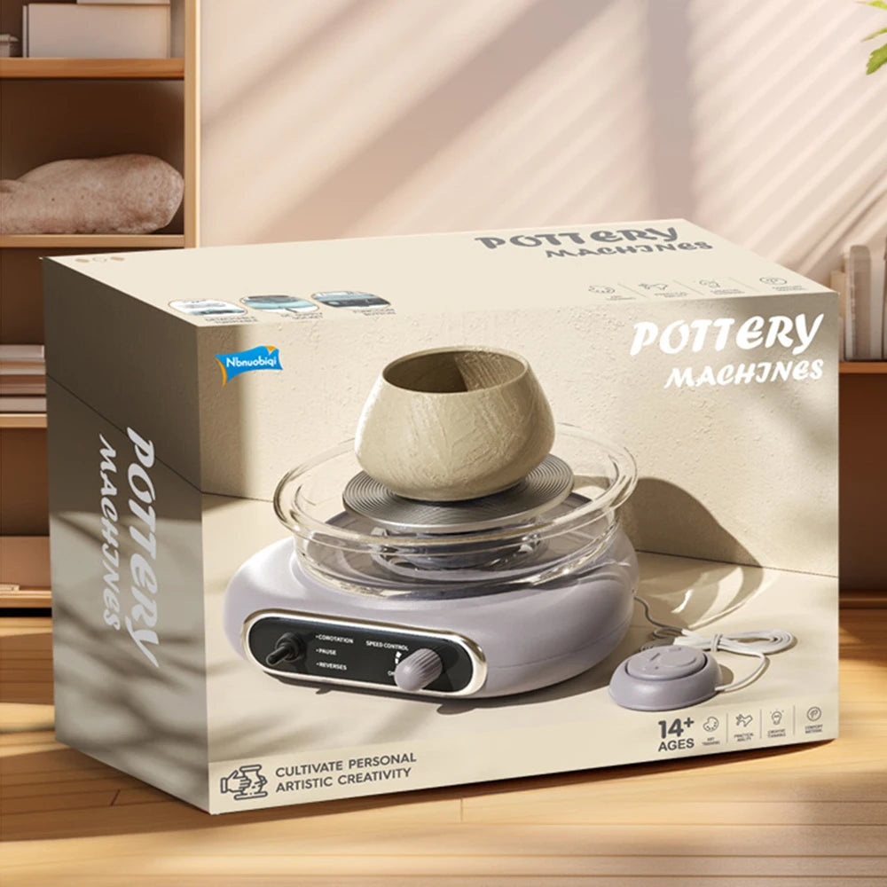 Mini Pottery Wheel Kit Pottery Clay Art 4.7" Turntable Electric Pottery Wheel Detachable Cleaning for Home DIY Ceramic Work