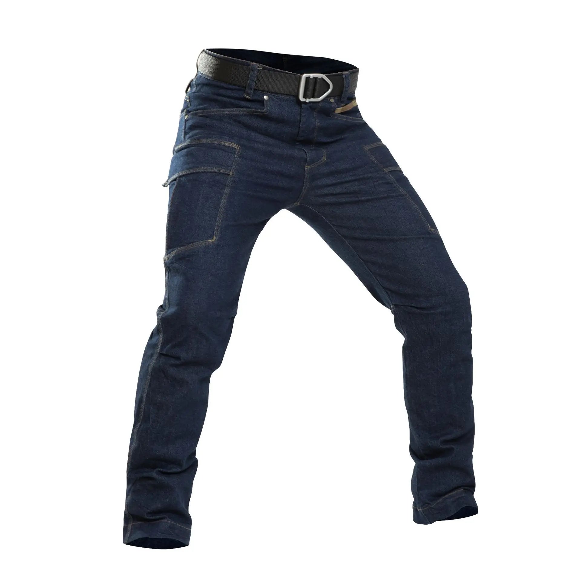Men's Tactical Jeans Military Denim Cargo Pants Multi-pocket Elastic Casual  Work Trousers Outdoor Combat Training Hiking Pants