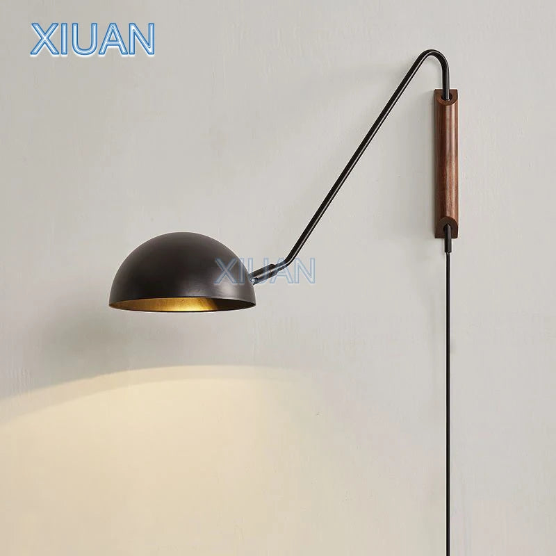 Scandinavia Minimalist Bedside Wall Lamps Rotating Swing Arm Iron Wall Hanging Light Home Decor Bedroom Living Room Reading Lamp