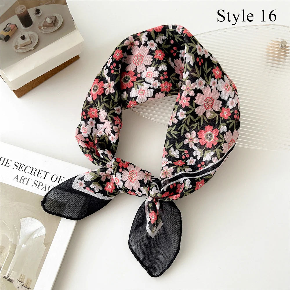 Fashion Cotton Linen Shawl Square Scarf for women sweet Cherry Print Hijabs Ladies Wraps summer sunscreen Bandanas Head scarf