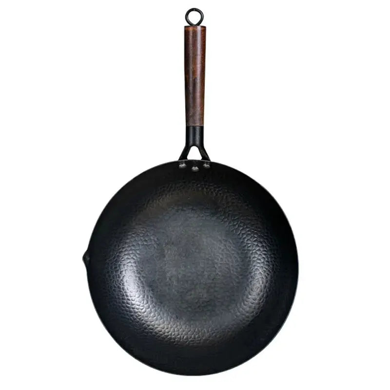 Pure Iron wok cast iron pan Non-coated Pot General use for Gas and Induction Cooker 32cm Chinese Wok Cookware Pan