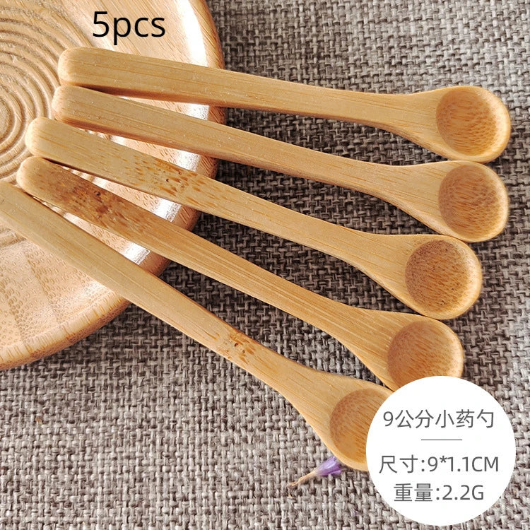 5Pcs Ice Cream Spoon Mini Easy Clean Wear-resistant Natural bamboo Wooden  Honey Children's Spoon Yogurt Spoon for Kitchen