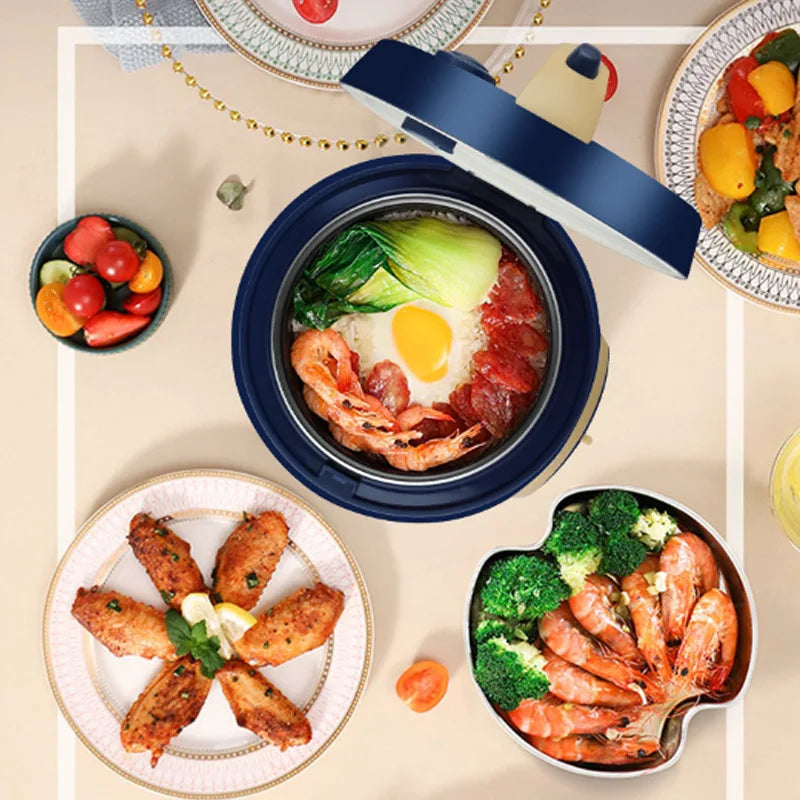 2 IN 1 1.8L Small Rice Cooker Multi-function Stew Pot Household Non-stick Inner Pot Electric Cooking Pot with Steamer