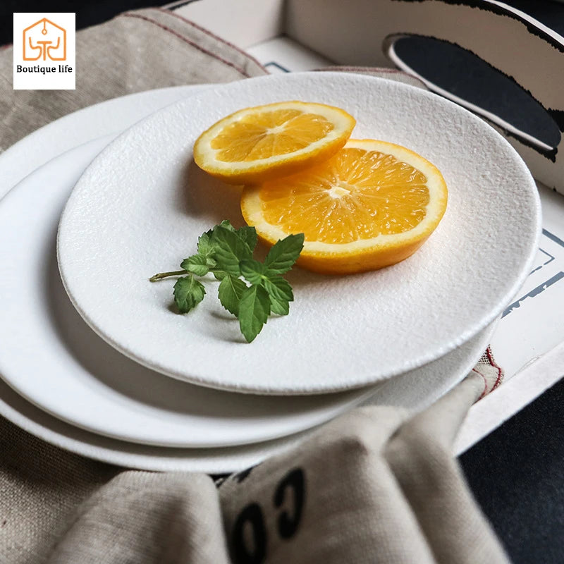 9.5inch Macaron Steak Plate Pink Ceramic Western Plate Creative Dessert Plate Japanese Thick Noodle Main Dish Plate