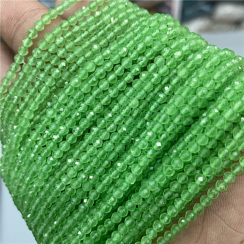 Micro Faceted Bead Natural Stone Beads Facted Green Emeralded 2 3 mm Spacer Loose Beads for Jewelry Making Necklace DIY Bracelet