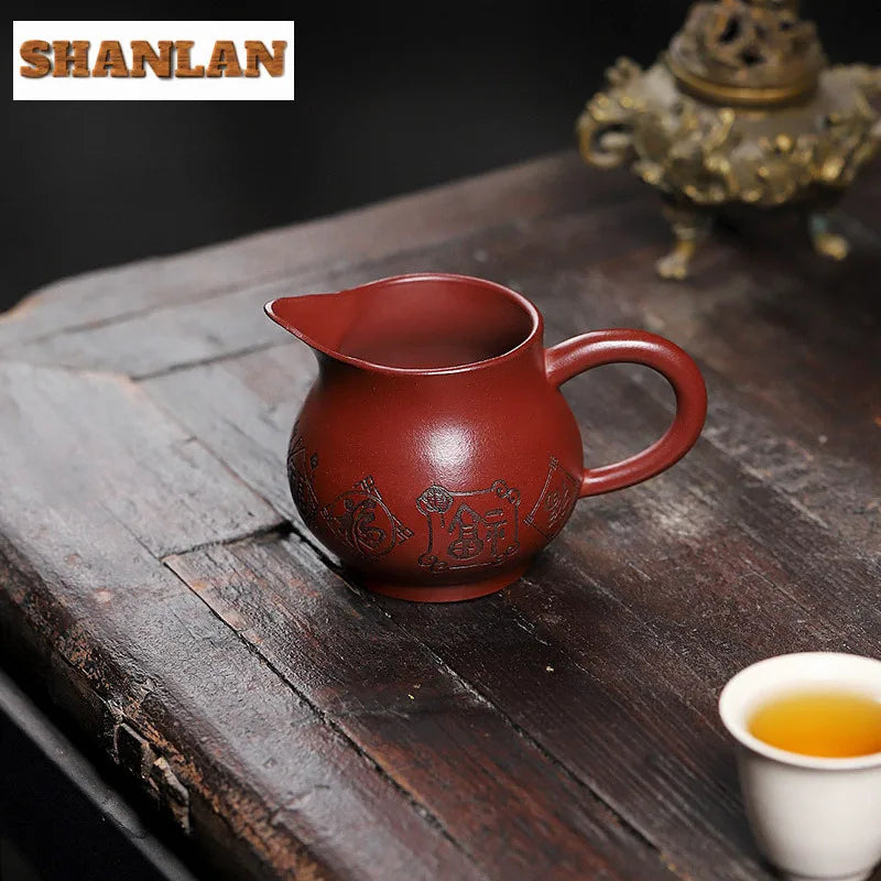 280ml Handmade Yixing Purple Clay Tea Pitcher Home Collection Raw Ore Dragon's Blood Sand Justice Cup Divide Chahai Zisha Teaset