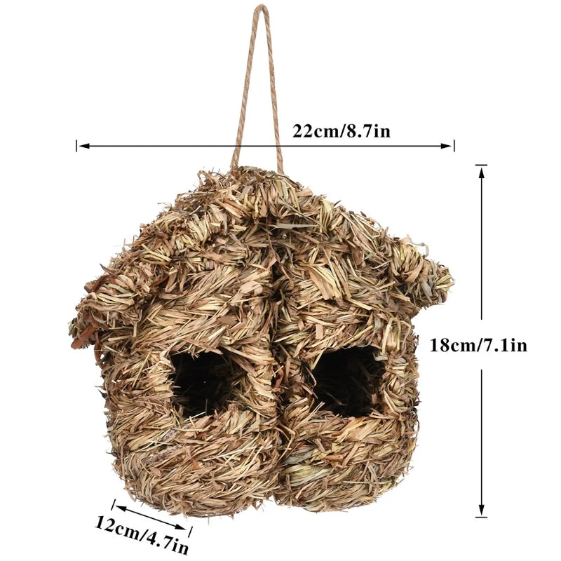19 Birds Nest Bird Cage Natural Grass Egg Cage Bird House Outdoor Decorative Weaved Hanging Parrot Nest Houses Pet Bedroom