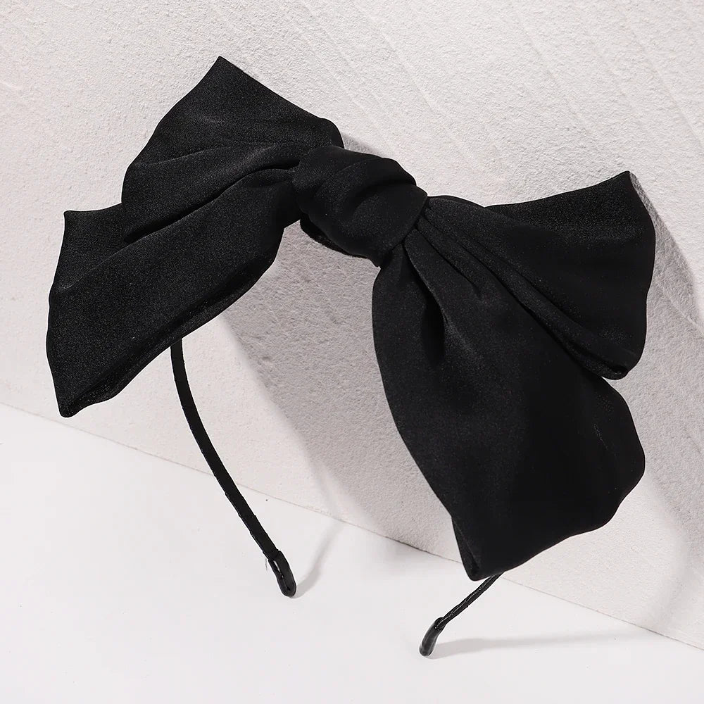 Beautiful Black New Big Bow Bezel Headwear Women Headband Girls Vintage Bow Hair Bands Wide Hairband Hoop for Hair Accessories