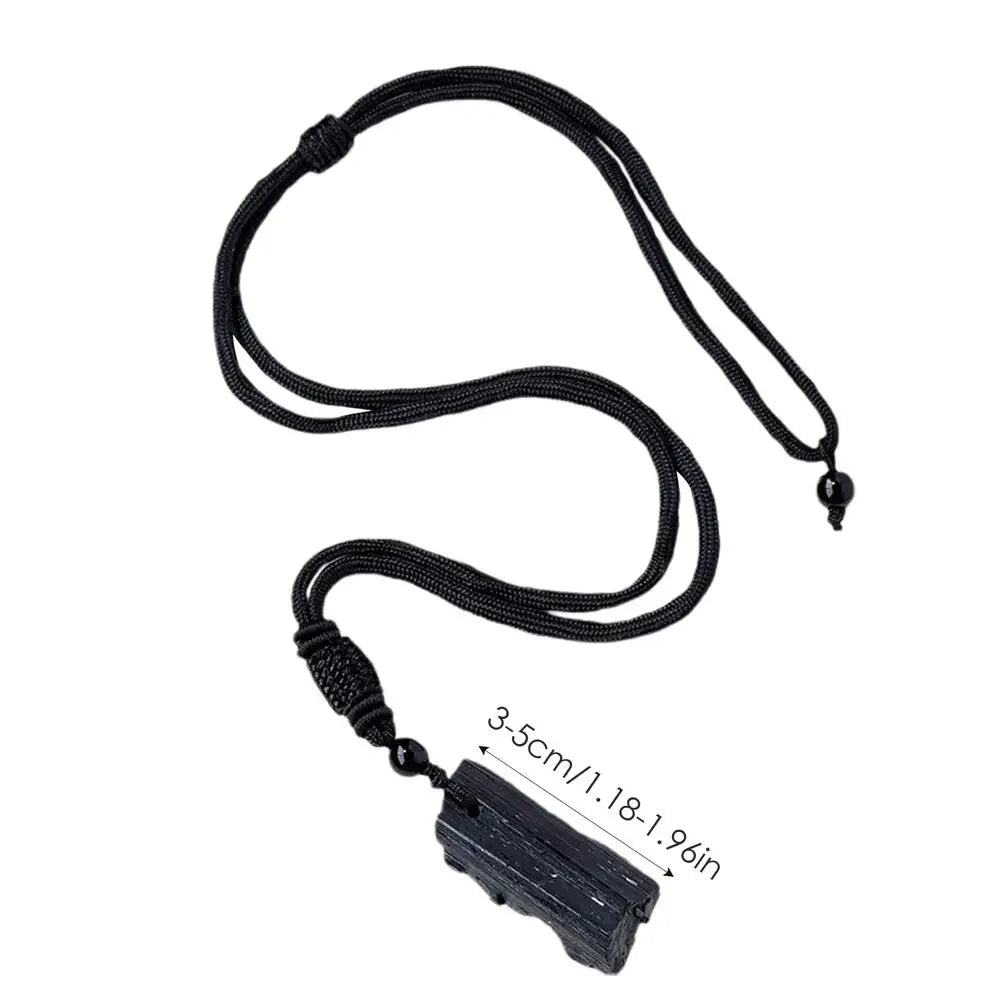 Fashion Crystal Gem Healing Stone Black Tourmalines Stone Pendant Necklace Natural Raw Stone Necklace