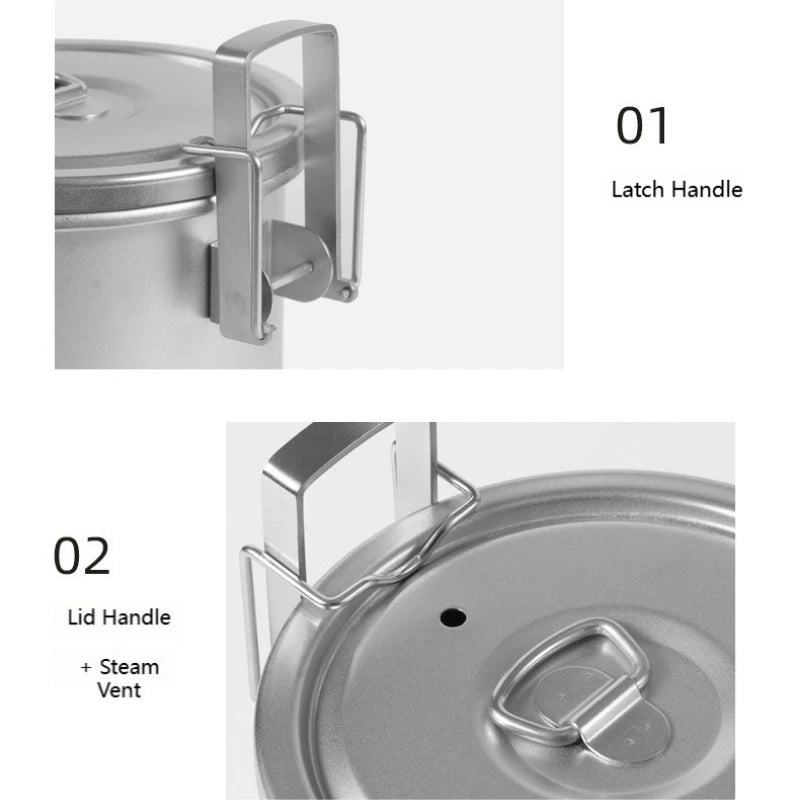 Multifunctional Camping Cookware Outdoor 304 Stainless Steel Cooking Pot for Soup and Rice Portable for Solo Outdoor Cooking