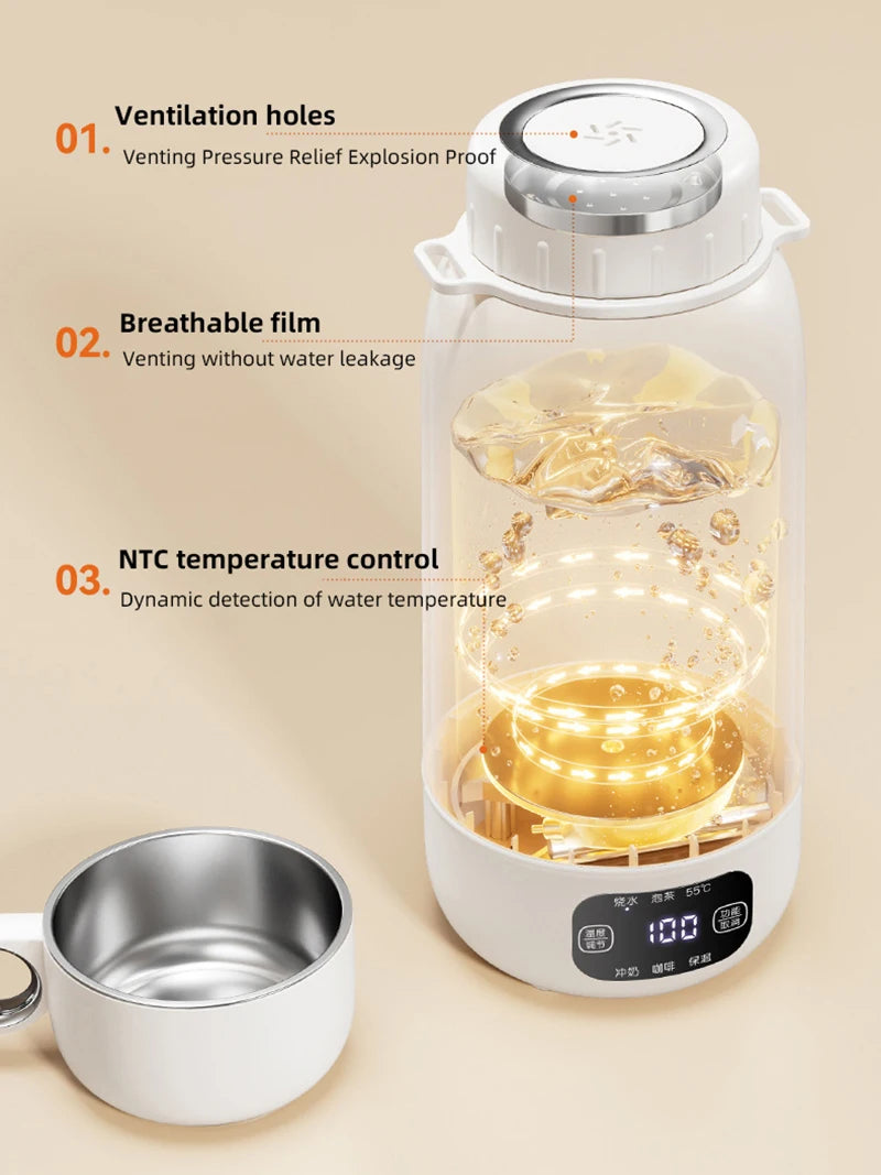 Home Car Portable Electric Kettle 1.0L Electric Heating Cup Multifunction Boiled Water Pot Outdoors Travel Teapot 12V 24V 220V