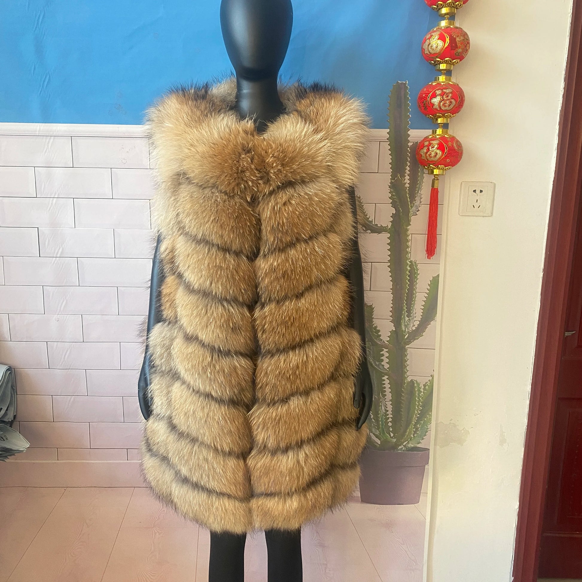 Winter Red Fox Fur Vest Female Real Long Women Red Fox Fur Waistcoat Natural Fox Fur Waistcoat Long