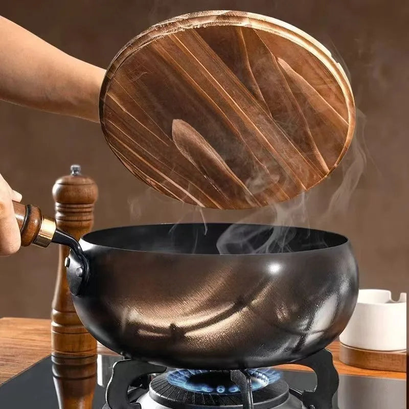 Traditional handmade forging iron pot for home use, healthy non stick pan, stir fry pan, stew pan, small iron pot