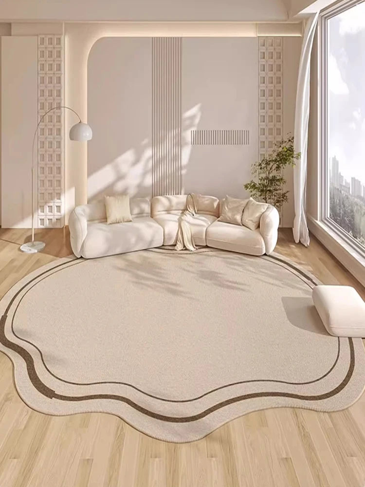 Beige Irregular Carpet Artistic Striped Geometric Rugs Luxury Living Room Decoration Carpets Easy Care Non Slip Bedroom Rug 양탄자