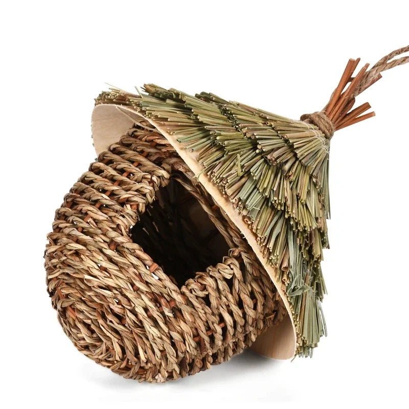 19 Birds Nest Bird Cage Natural Grass Egg Cage Bird House Outdoor Decorative Weaved Hanging Parrot Nest Houses Pet Bedroom