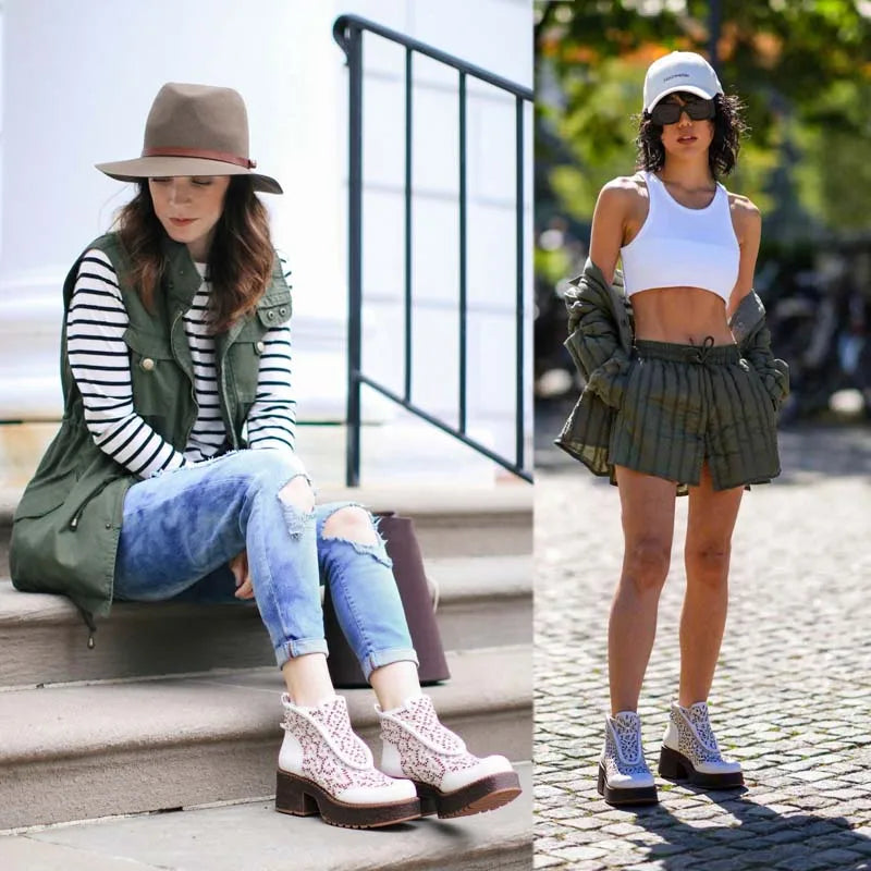 Koznoy 7.5cm Genuine Leather Sandals Ankle Booties Women Hollow Chimney Moccasins Fashion Summer Motorcycle Natural Boots Shoes