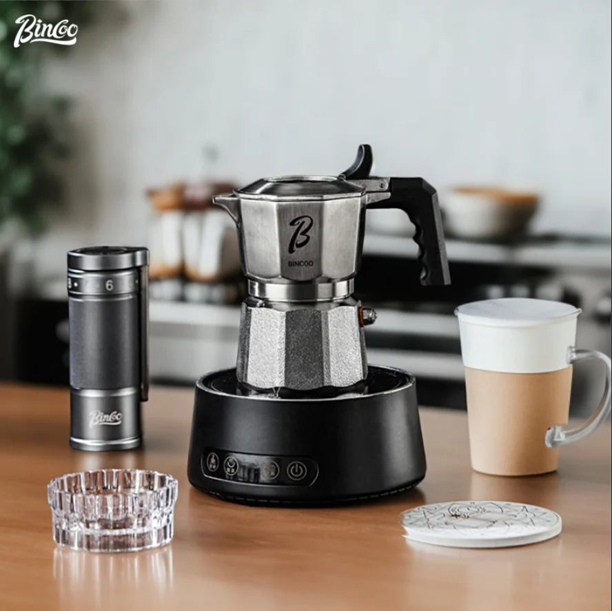 Bincoo Three-valve Moka Pot Stainless Steel Electric Pottery Pot Household Italian Espresso Coffee Pot Set Barista Accessories