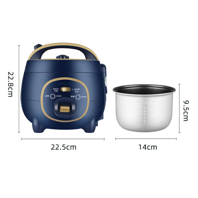 2 IN 1 1.8L Small Rice Cooker Multi-function Stew Pot Household Non-stick Inner Pot Electric Cooking Pot with Steamer