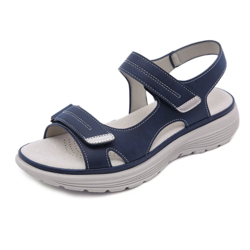 New Leather Sandals For Women In Women's Sports Style Wedge Light Velcro Slippers Comfortable Breathable And Versatile Casual