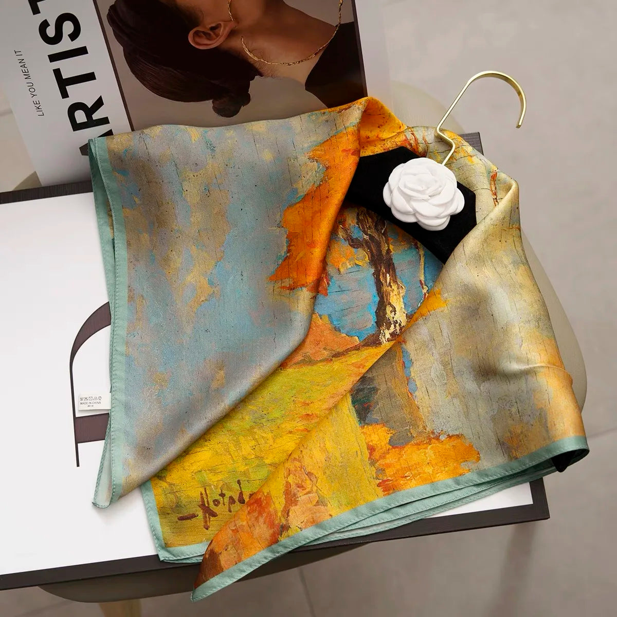 Head Scarf Women Luxury Brand Square 70*70cm Silk Foulard Satin Bandana Cheveux Soft Neckerchief Hijab Hair Scarves For Ladies