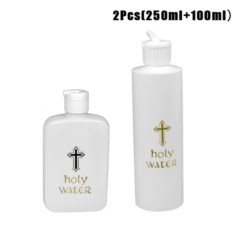 2/3Pcs 60/100/250ml Jesus Cross Pattern Holy Water Bottle Portable Prime Church Holy Water Bottle For Baptismal Pray