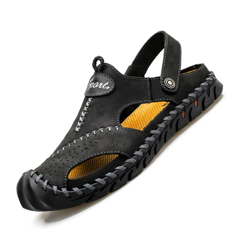 Summer Sandals Men Leather Classic Roman Sandals Comfort Slipper Outdoor Beach Rubber Flip Flops Men Water Trekking Sandals