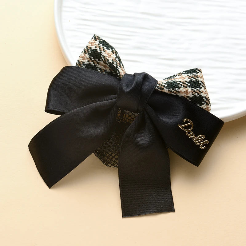 Head Flower Net Bag Professional CCB Postal Nurse Hotel Stewardess Uniform Belt Thin Online Work Tray Hair Net Bag Bow