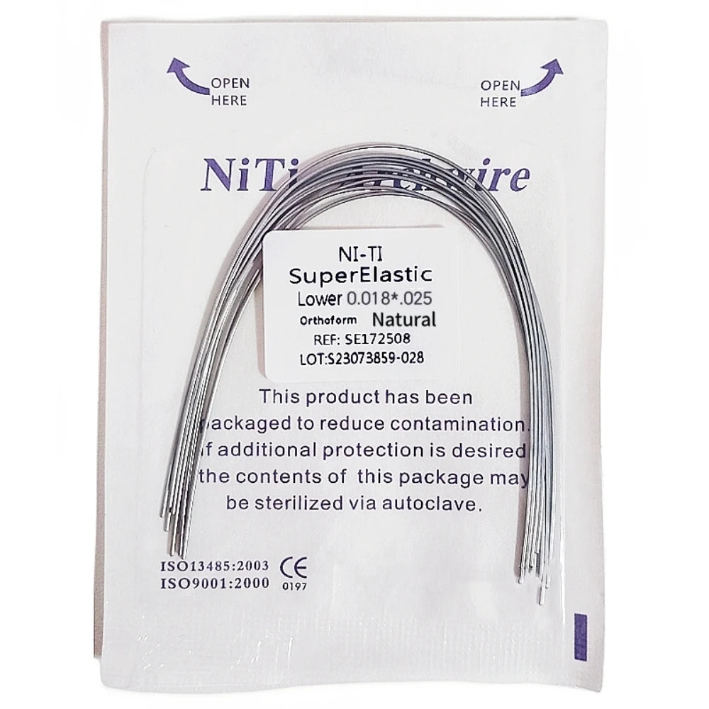 10pcs Dental Orthodontic Arch Wires Niti Archwires Natural/Ovoid Form Round/Rectangular Shape Upper Lower for Braces