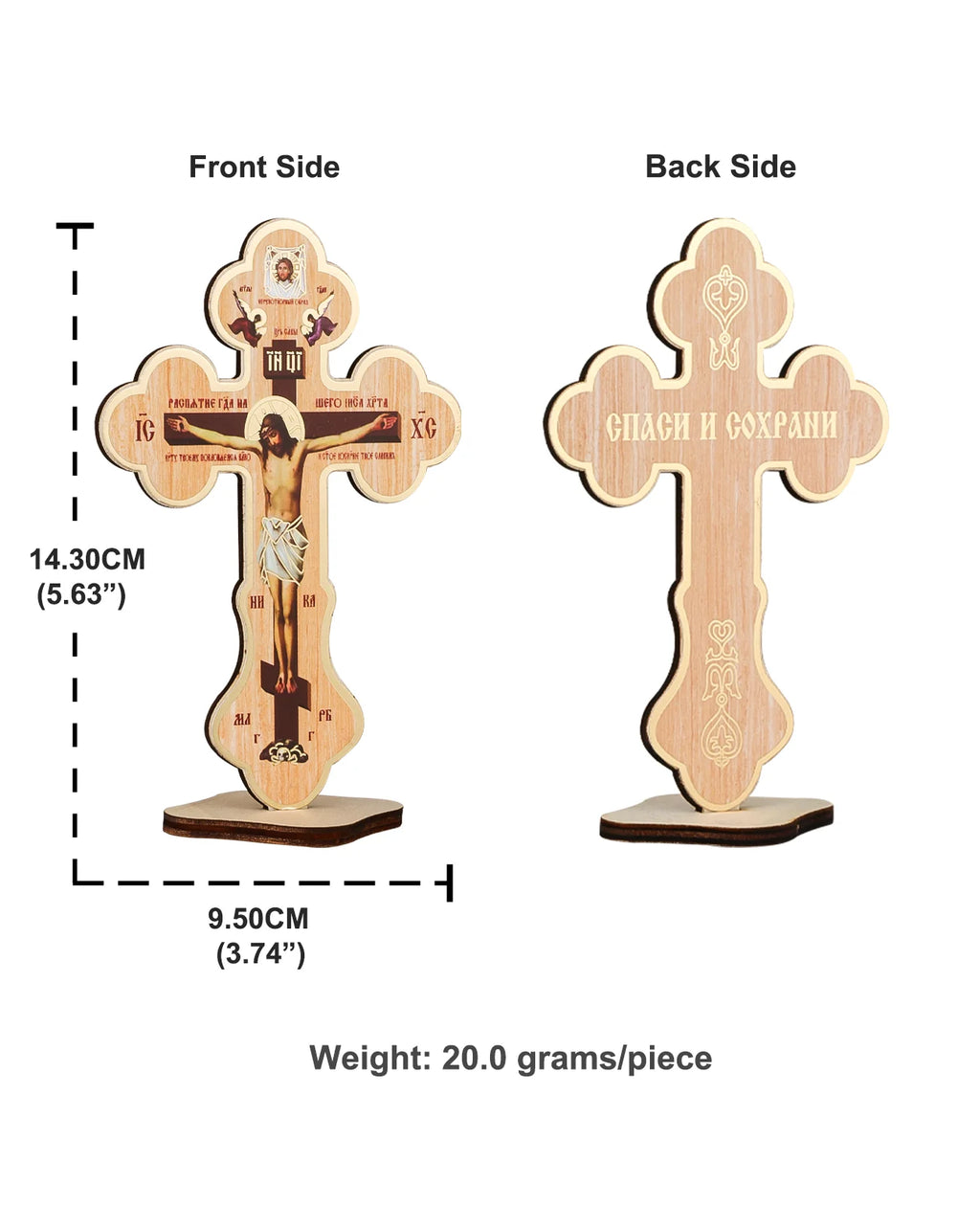 Christian Crucifix Jesus Christ Crosses Icon Ornament Wooden Jesus on Cross Stand Decoration Church Desktop Display Crafts Gift
