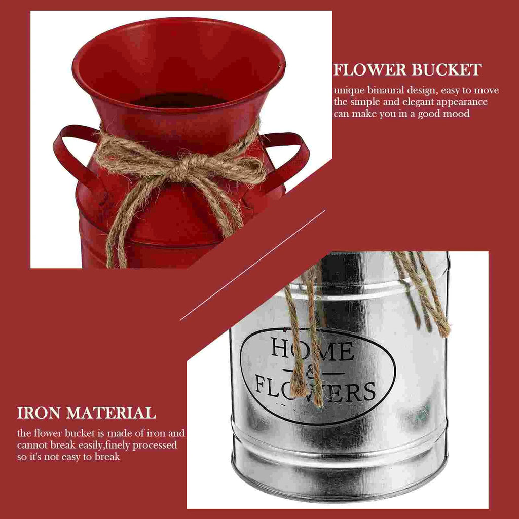 Flowerpot Bucket Delicate Iron Home Decor Retro Style Photo Prop Kettle Container Display Large