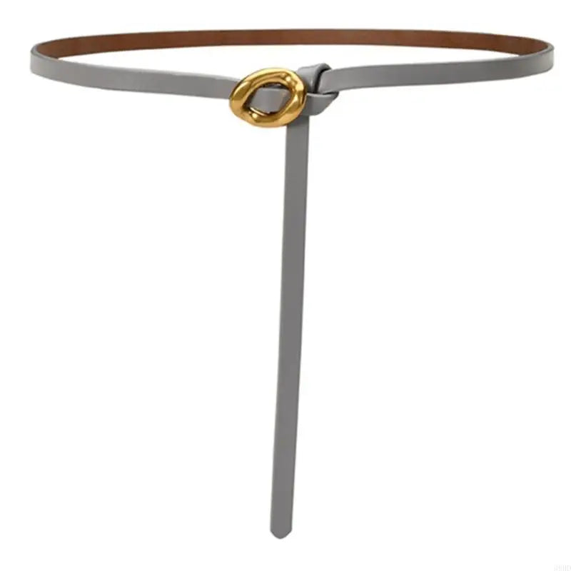 652F Selfknotted Thin Belt Aesthetic Leather Belt Waistband Decorative Skinny Belt for Shirt Dress Elegant Office Formal Belt