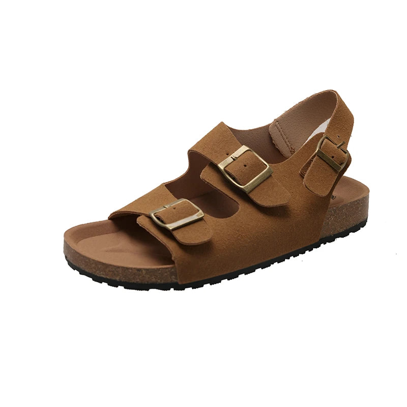 Women's Sandals 2025 Summer Casual Thick Bottom Flat Trend Open Toe Solid Color Sandals Lightweight Outdoor Walking Slippers