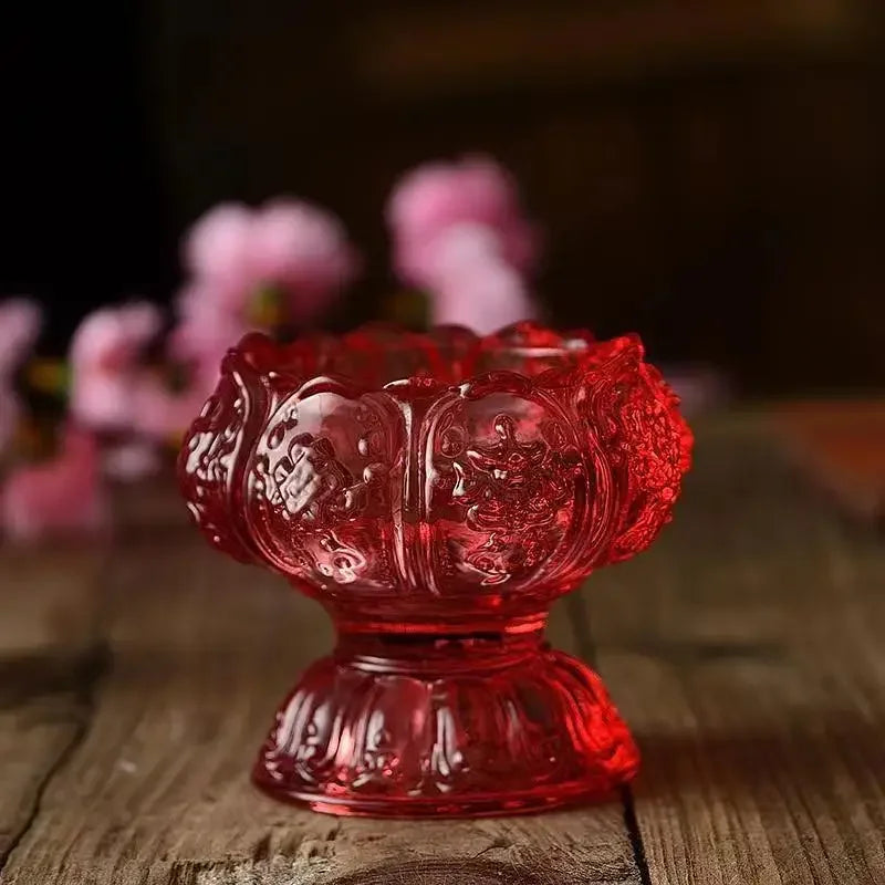 Colorful Glass Lamp New Liquid Butter Lamp Base Ornament Lotus Glass Base Oil Lamp Tribute Candle Pedestal Crafts Home Decoratio