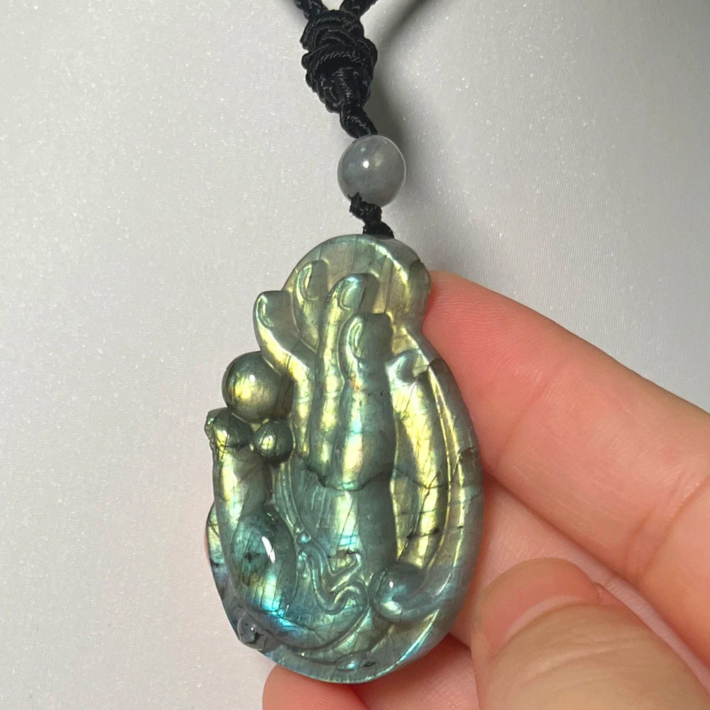 Necklace Pendant Natural Stone Irregular Shape Bead Blue Green Orange Labradorite Pendant for Women Men Jewelry 1Pcs