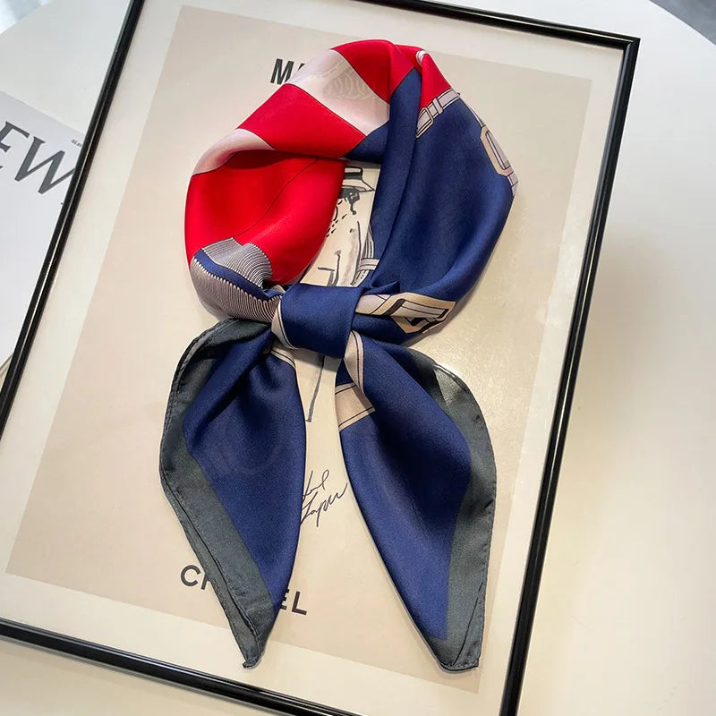 Head Scarf Women Luxury Brand Square 70*70cm Silk Foulard Satin Bandana Cheveux Soft Neckerchief Hijab Hair Scarves For Ladies