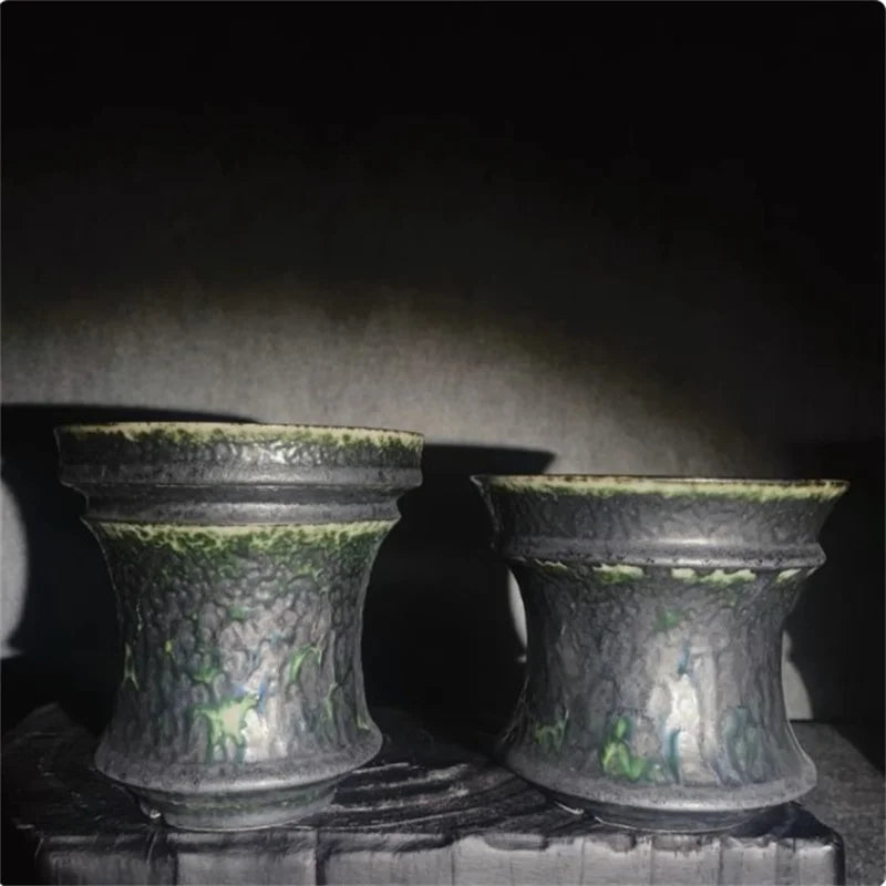 Glazed Green Porcelain Root Crops Pot,Pachypodium Agave Cactuses Plant Pot,Small Flower Vase,Bonsai Plant,Green Blue