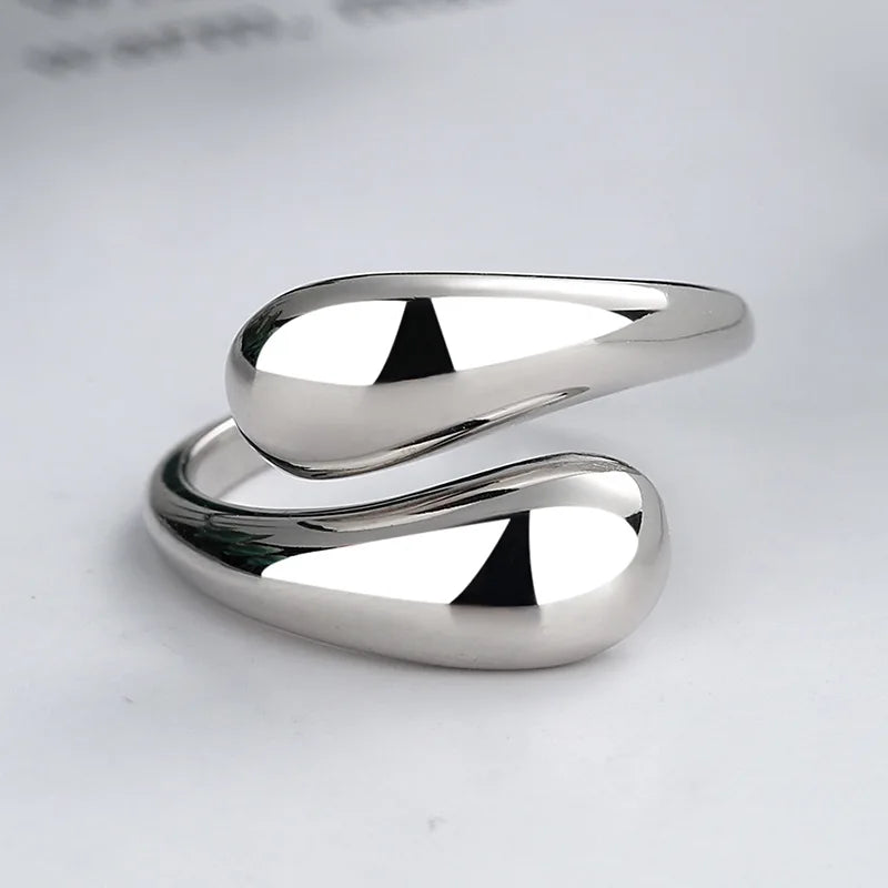 Stainless Steel Minimalist Rings For Women Trend Gold Color Smooth Double Ball Beads Open Rings Aesthetic Jewelry Couple Gifts