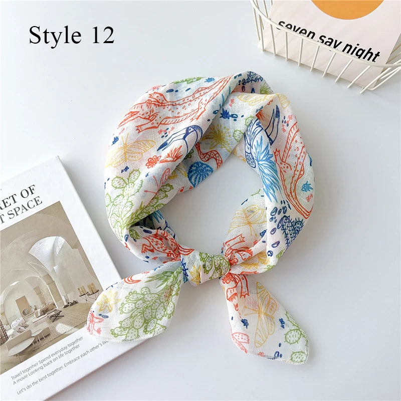 Fashion Cotton Linen Shawl Square Scarf for women sweet Cherry Print Hijabs Ladies Wraps summer sunscreen Bandanas Head scarf